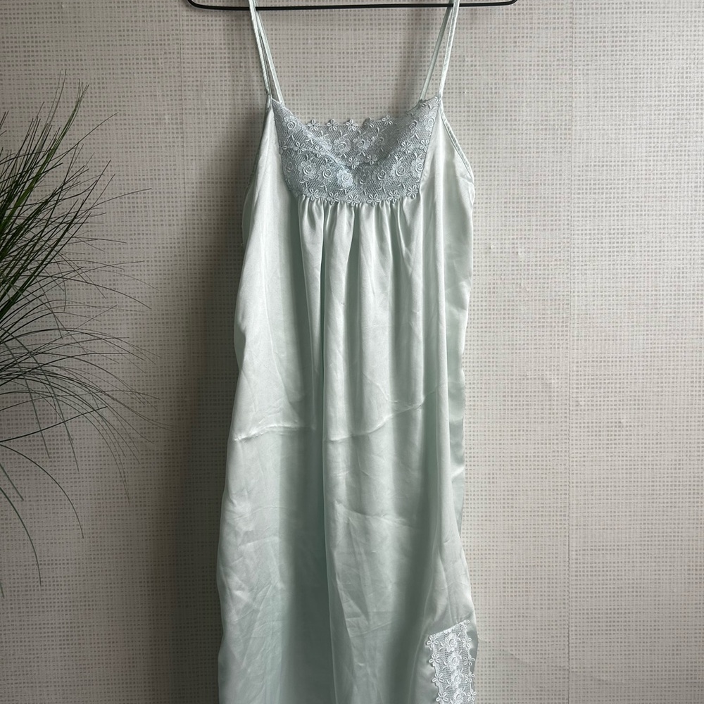 Vintage Green Satin Chemise